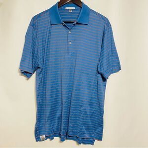 Peter Millar Mens Blue And Red Striped Polo Shirt Size Large‎